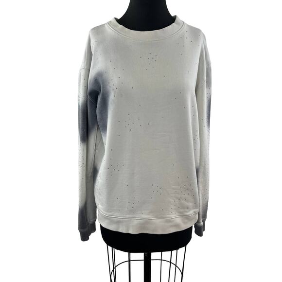 Off-White MAIN LABEL C/O Virgil Abloh Spray Bling Crystal Cotton Sweatshirt M - Picture 2 of 9